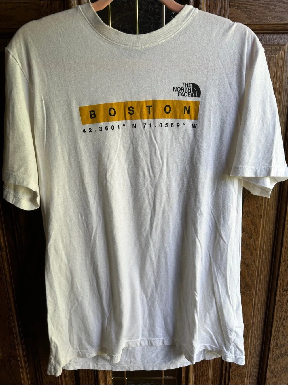 The North Face White Short-Sleeve Boston Tee with Yellow Graphic Size L